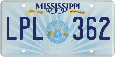 MS license plate LPL362