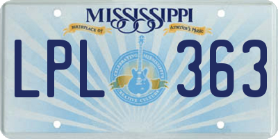 MS license plate LPL363
