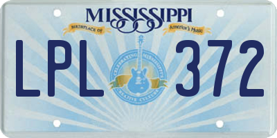 MS license plate LPL372