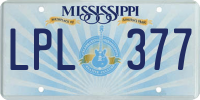 MS license plate LPL377