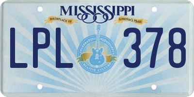 MS license plate LPL378