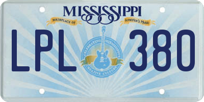 MS license plate LPL380