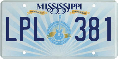 MS license plate LPL381