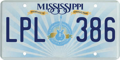 MS license plate LPL386