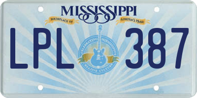 MS license plate LPL387