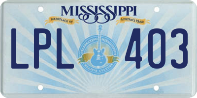 MS license plate LPL403