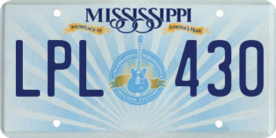 MS license plate LPL430