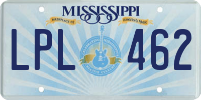 MS license plate LPL462