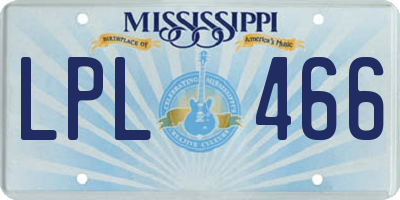 MS license plate LPL466