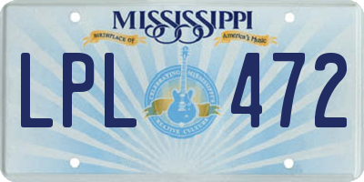 MS license plate LPL472
