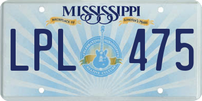 MS license plate LPL475