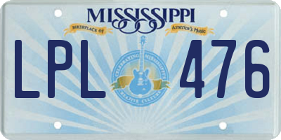 MS license plate LPL476