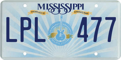 MS license plate LPL477