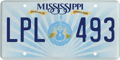 MS license plate LPL493