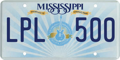 MS license plate LPL500
