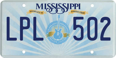 MS license plate LPL502