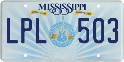 MS license plate LPL503