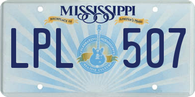 MS license plate LPL507
