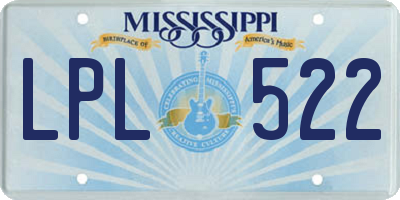 MS license plate LPL522