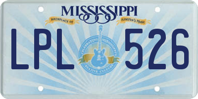 MS license plate LPL526