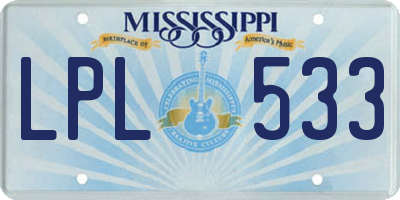 MS license plate LPL533