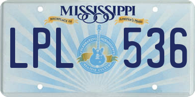 MS license plate LPL536