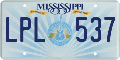 MS license plate LPL537
