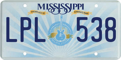 MS license plate LPL538