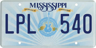 MS license plate LPL540