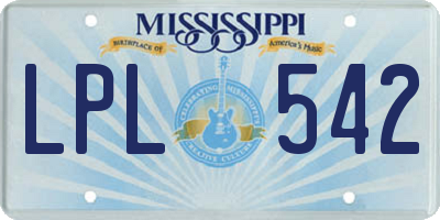 MS license plate LPL542