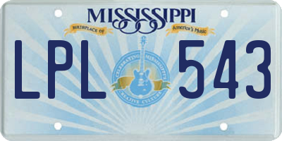 MS license plate LPL543