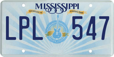 MS license plate LPL547