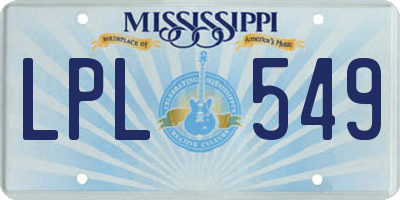 MS license plate LPL549