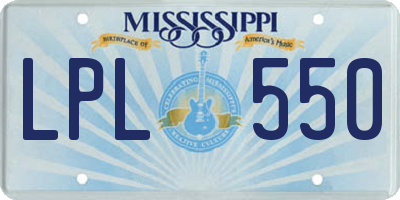 MS license plate LPL550