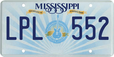 MS license plate LPL552
