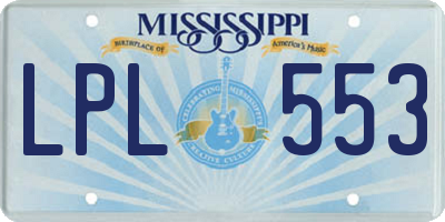 MS license plate LPL553