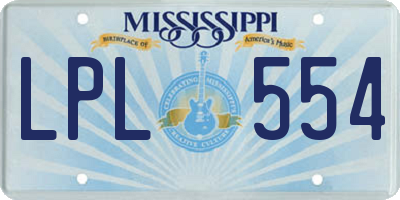 MS license plate LPL554