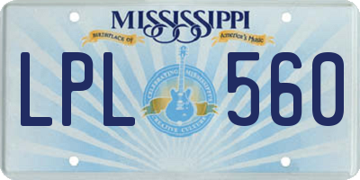 MS license plate LPL560
