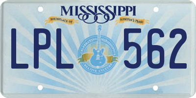 MS license plate LPL562