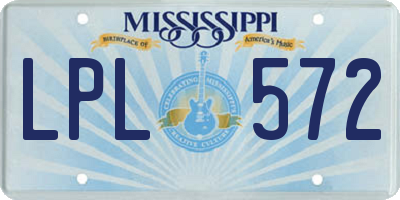 MS license plate LPL572