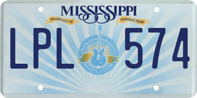 MS license plate LPL574