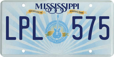 MS license plate LPL575