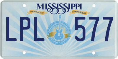 MS license plate LPL577