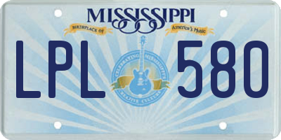 MS license plate LPL580