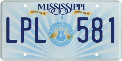 MS license plate LPL581