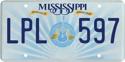 MS license plate LPL597