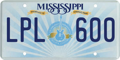 MS license plate LPL600