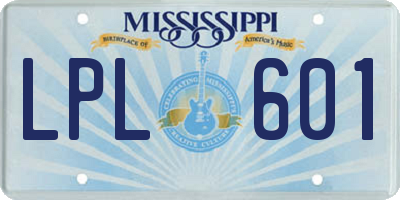 MS license plate LPL601