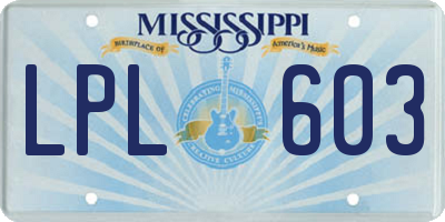 MS license plate LPL603