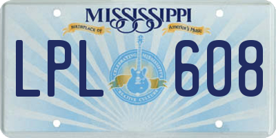 MS license plate LPL608